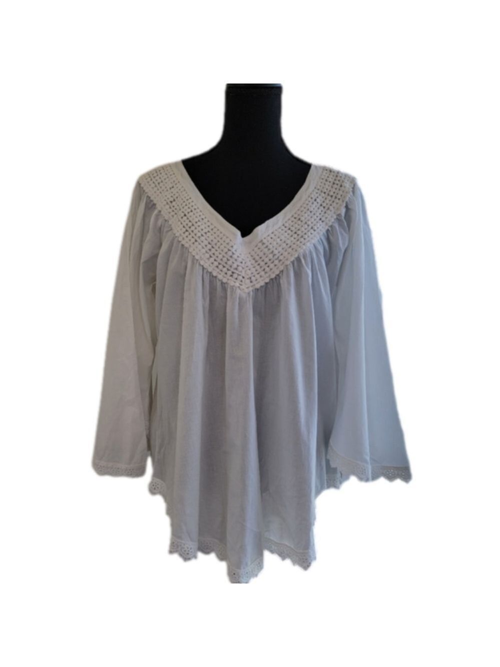 Fashion Fuse 100% Cotton Boho Peasant Blouse Size Large